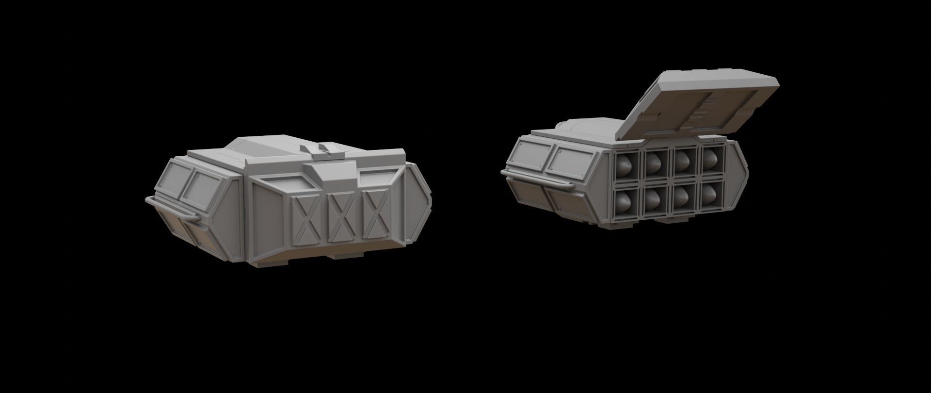 Mecha hard surface missile launcher 3D model_3