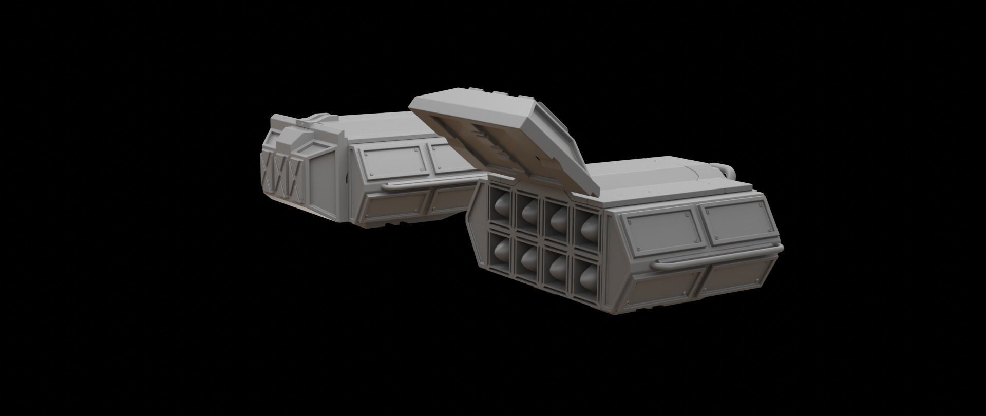 Mecha hard surface missile launcher 3D model_1