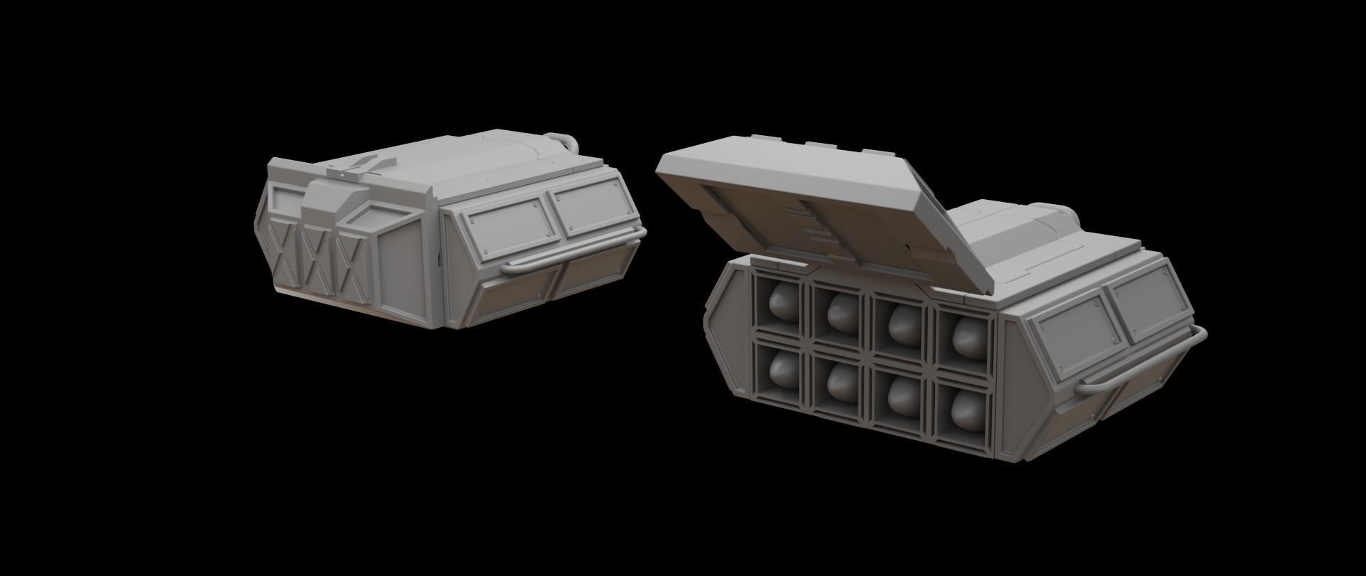 Mecha hard surface missile launcher 3D model_2
