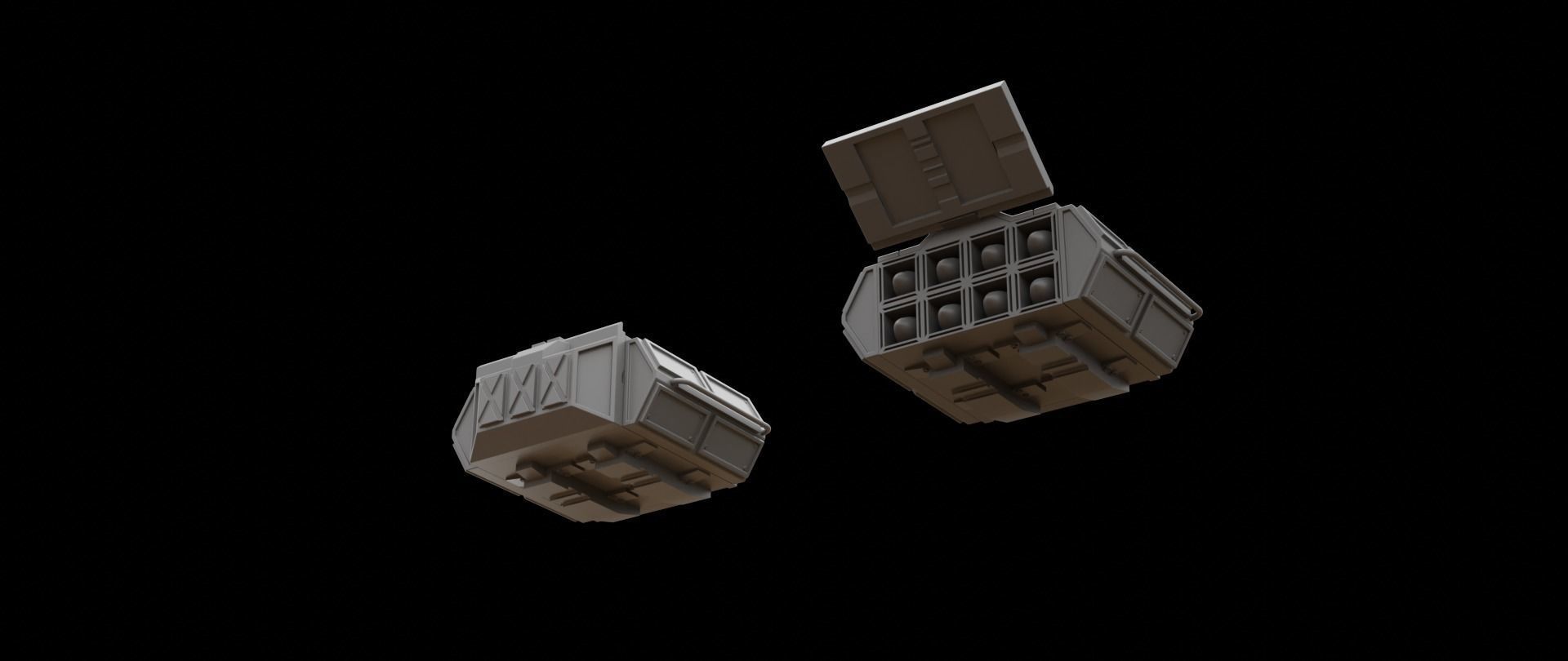 Mecha hard surface missile launcher 3D model_7