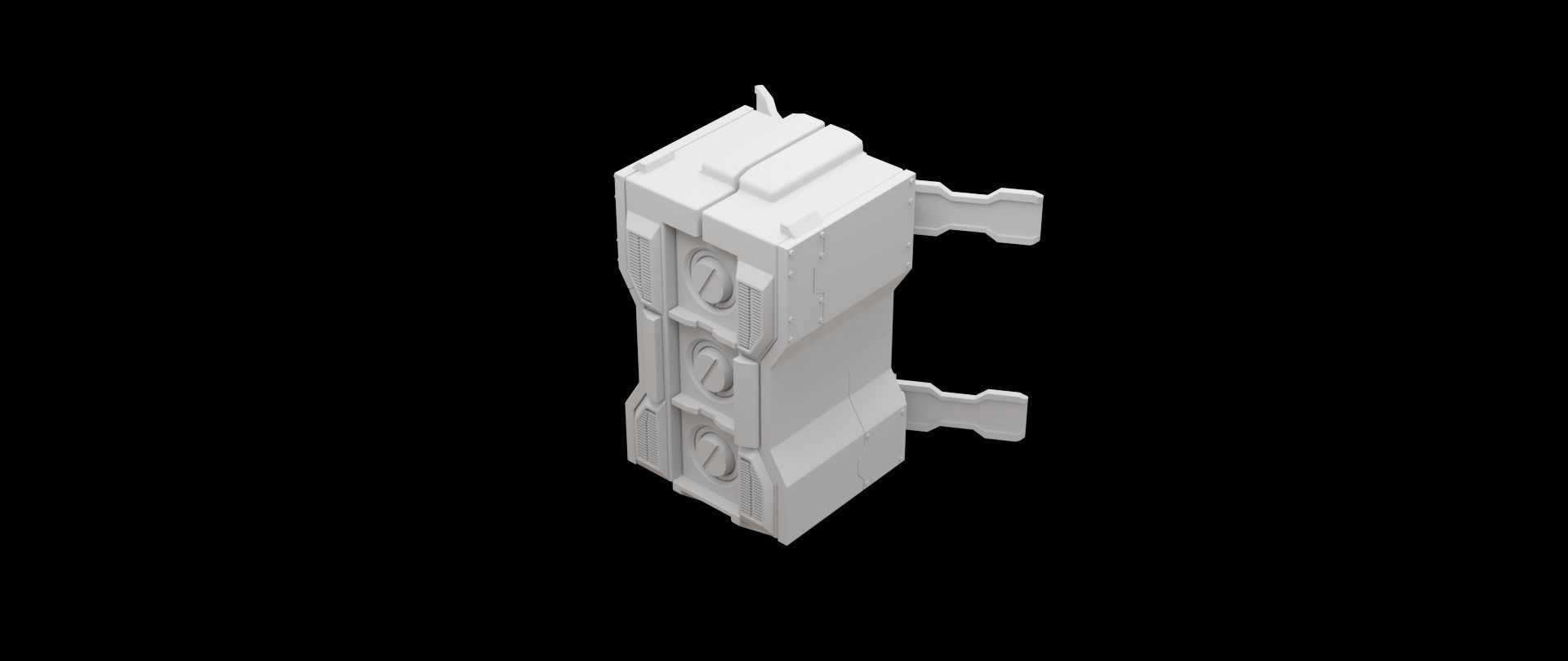 Mecha hard surface missile launcher 3D model_6