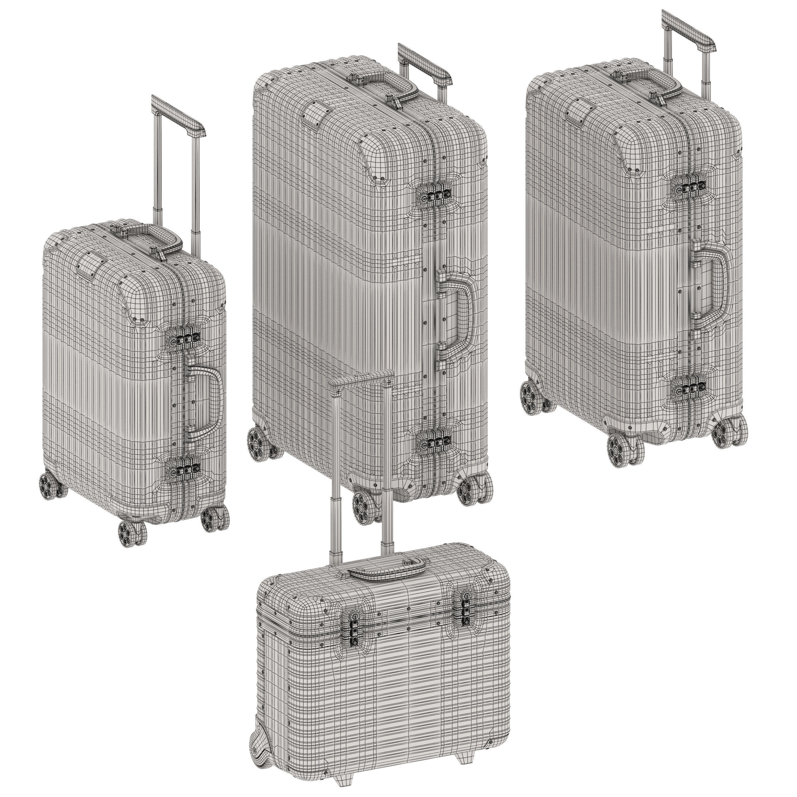 Rimowa Aluminium Luggage with Stickers PBR 4k Low-poly 3D model_8