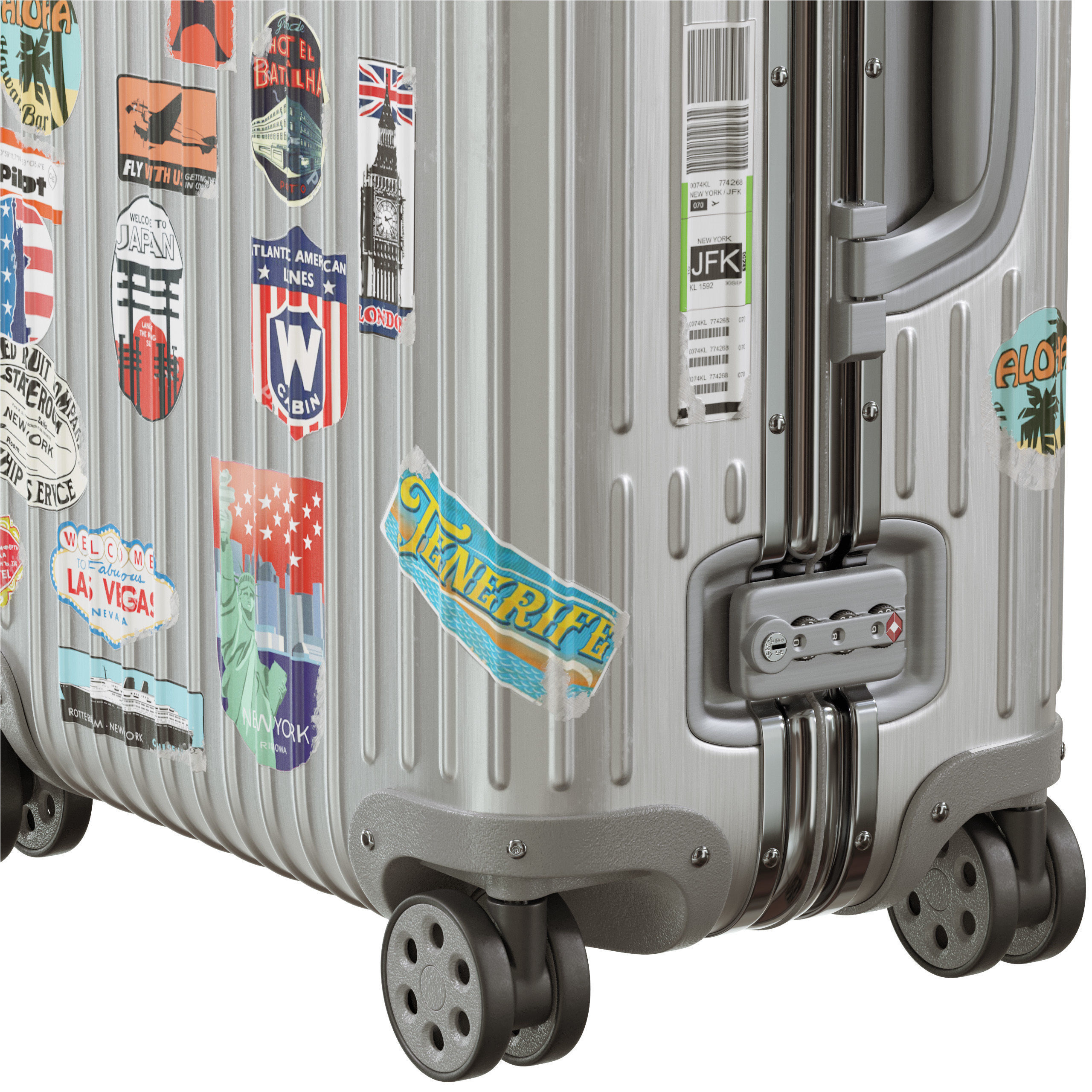 Rimowa Aluminium Luggage with Stickers PBR 4k Low-poly 3D model_1