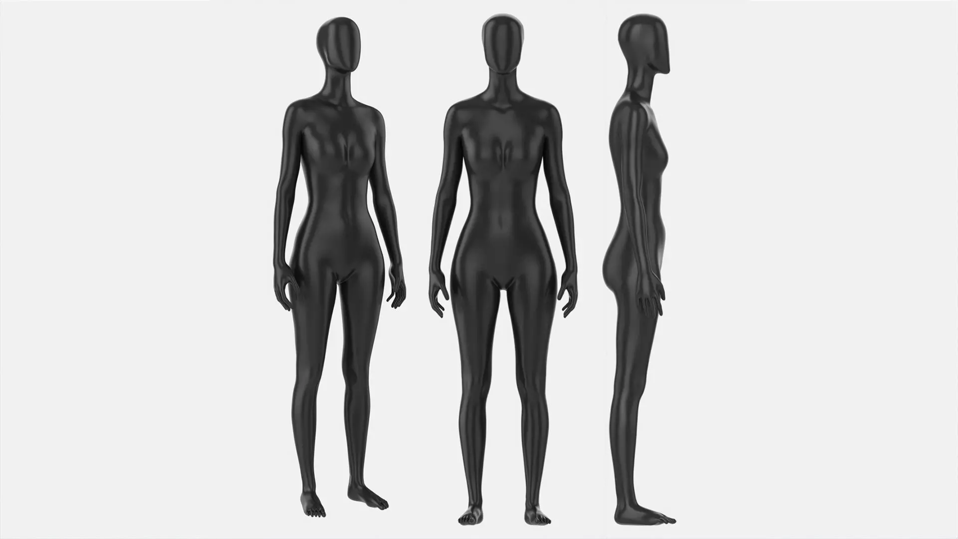 Female mannequin black plastic full length 3D model_0