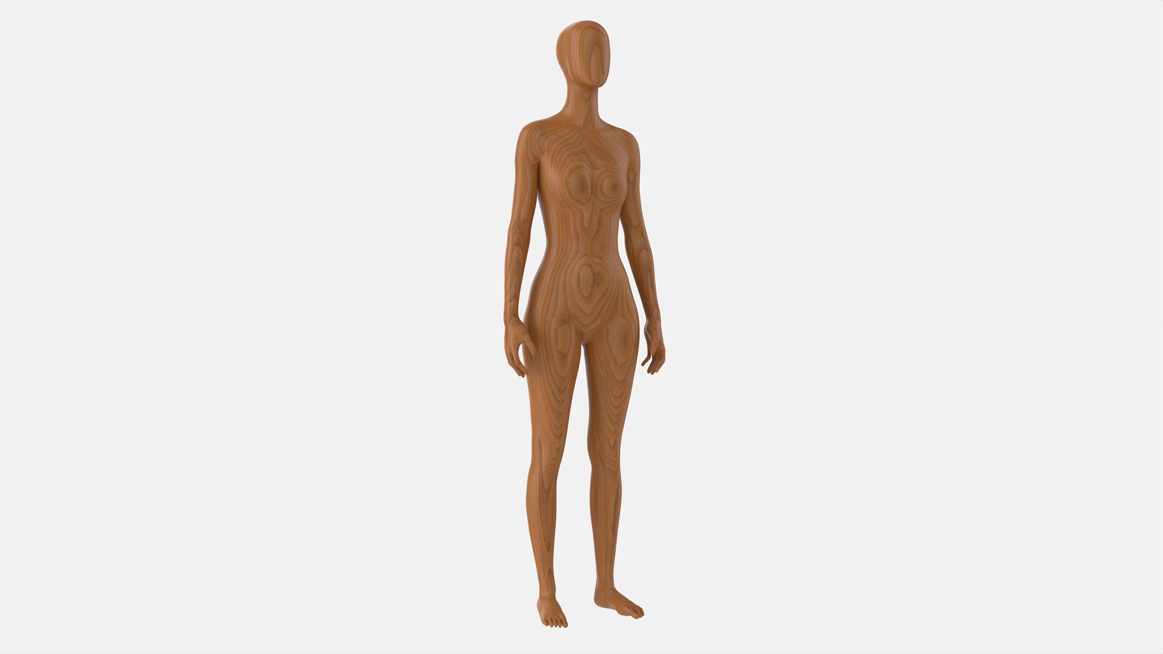 Female mannequin wooden full length 3D model_1