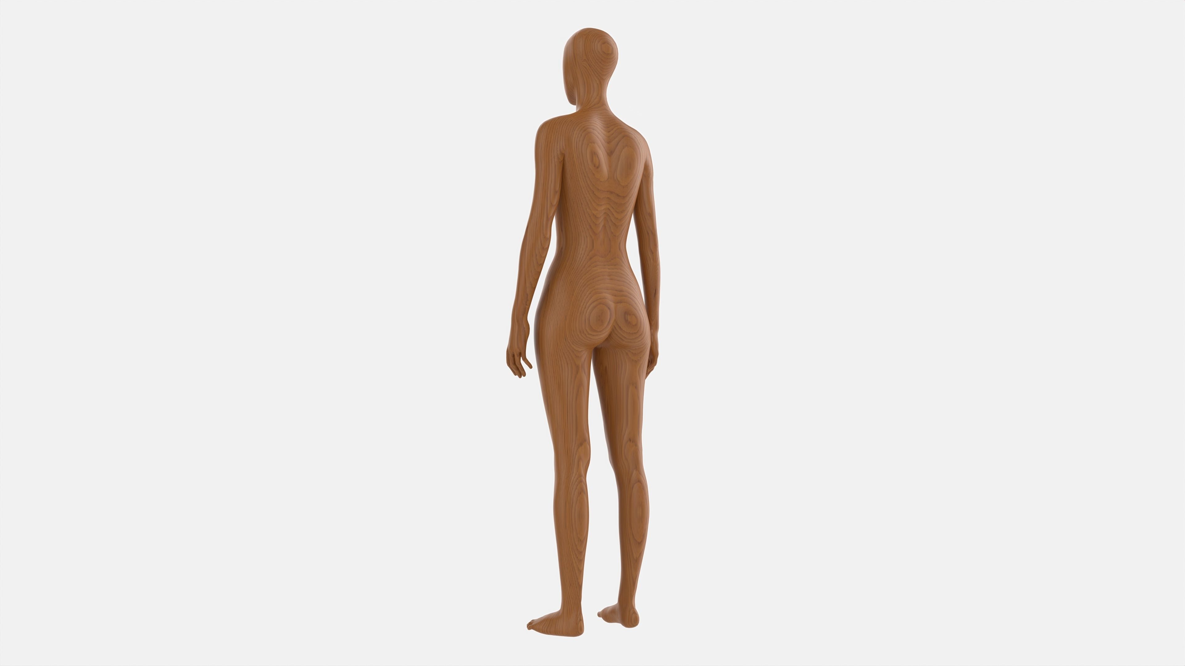 Female mannequin wooden full length 3D model_2