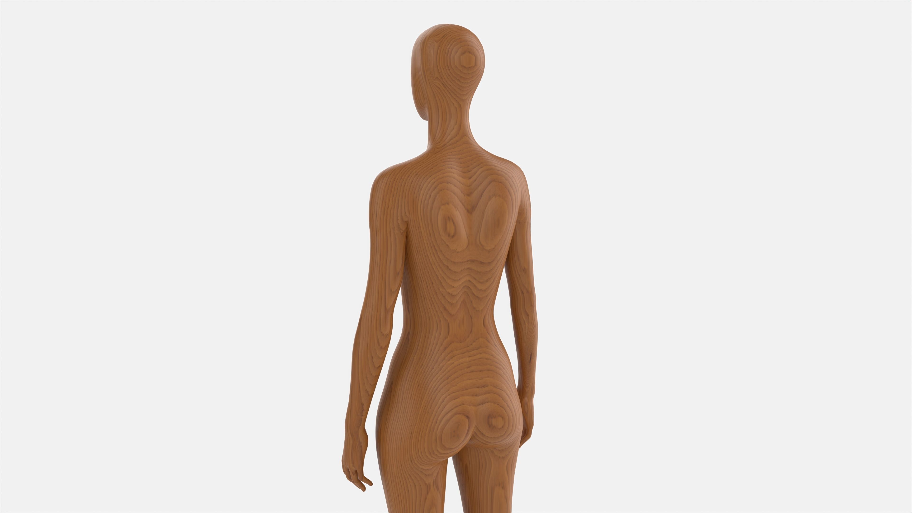 Female mannequin wooden full length 3D model_3