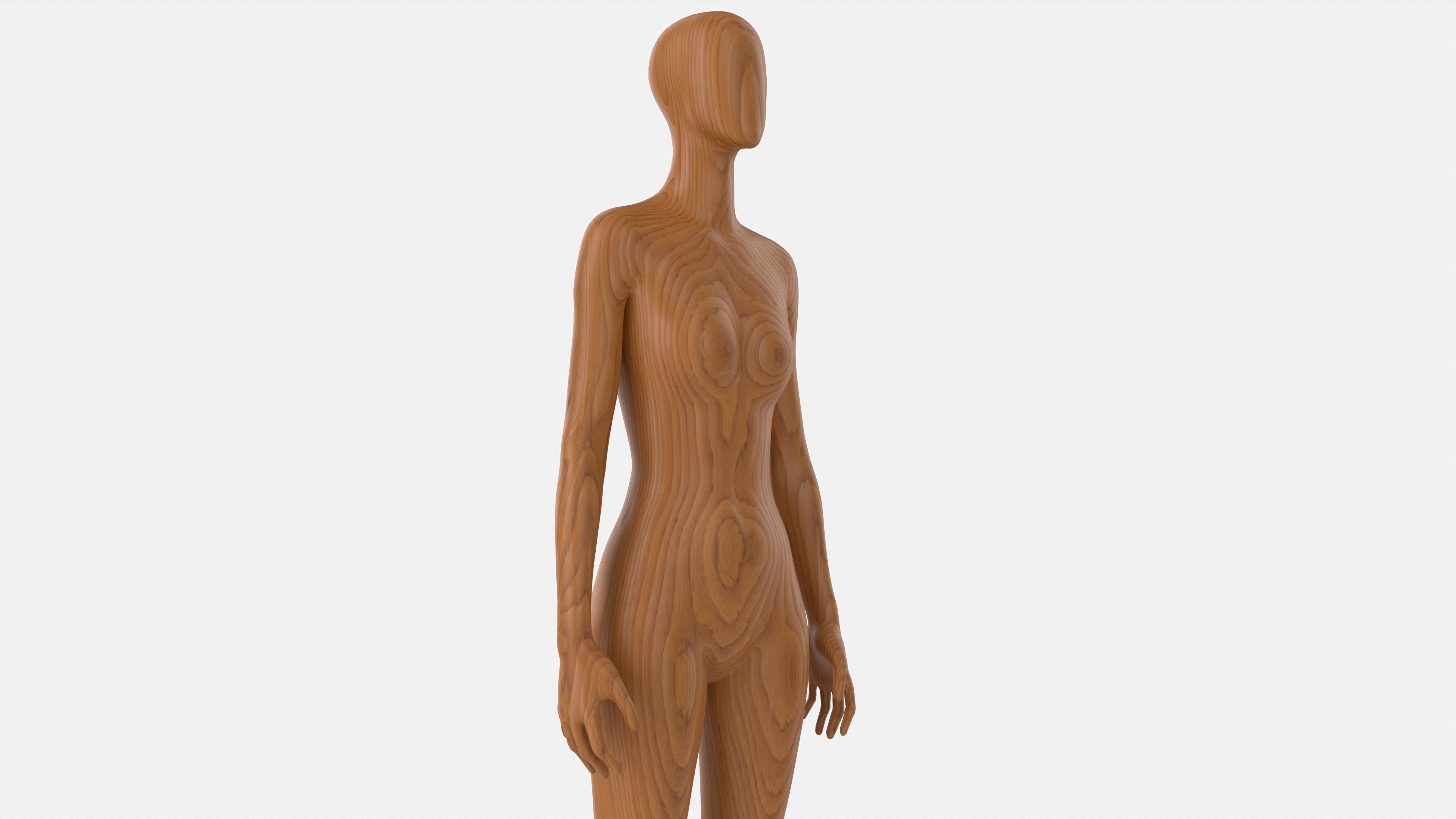 Female mannequin wooden full length 3D model_4