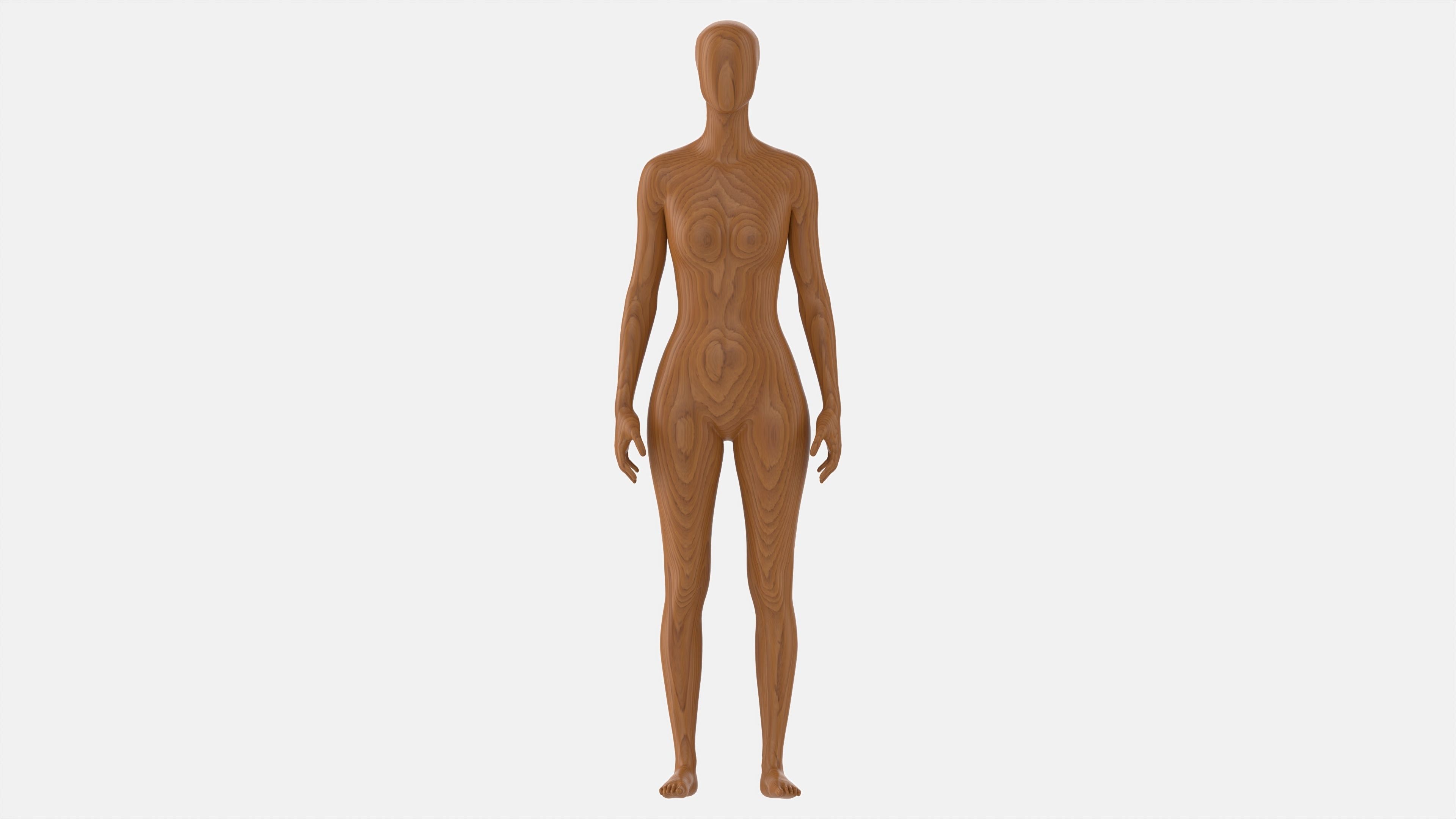 Female mannequin wooden full length 3D model_5