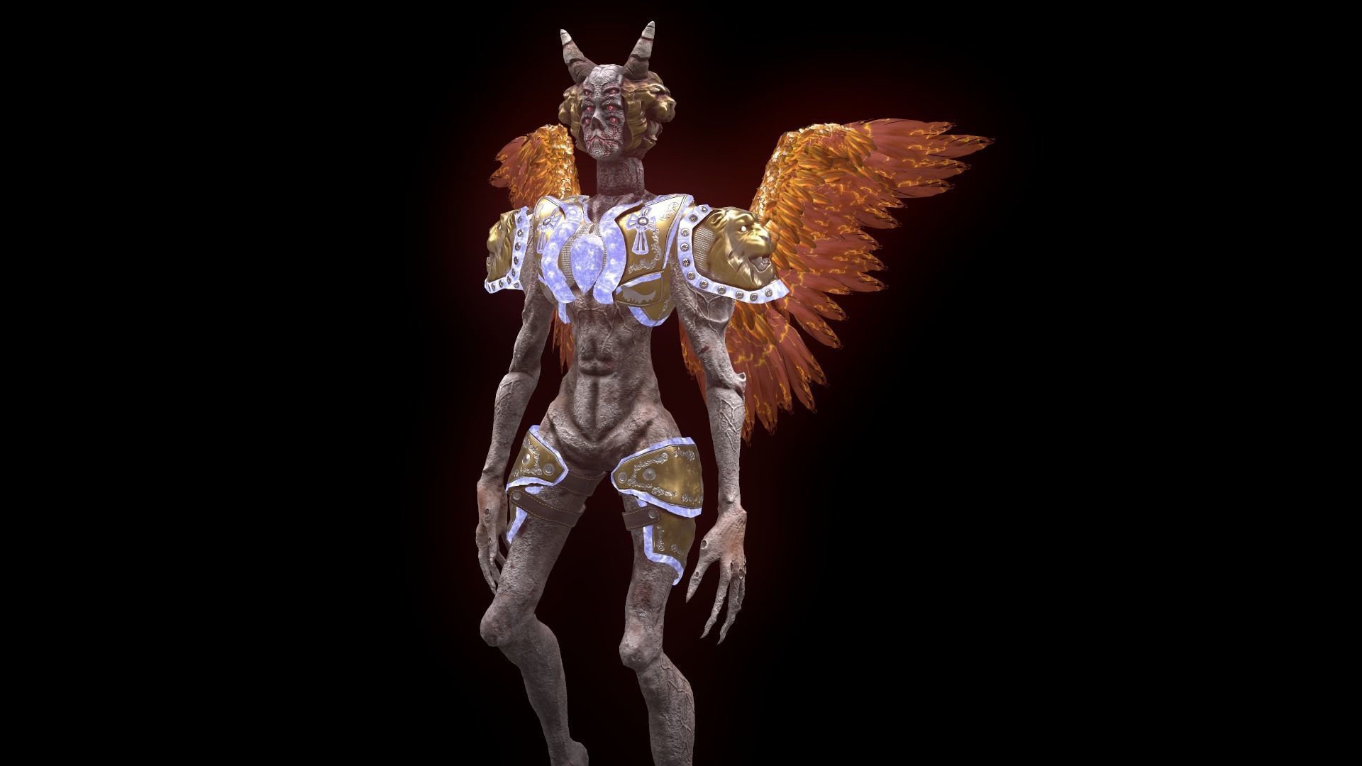 Angel 02 Cherubim Low Poly 3D Model Game Ready Low-poly 3D model_11