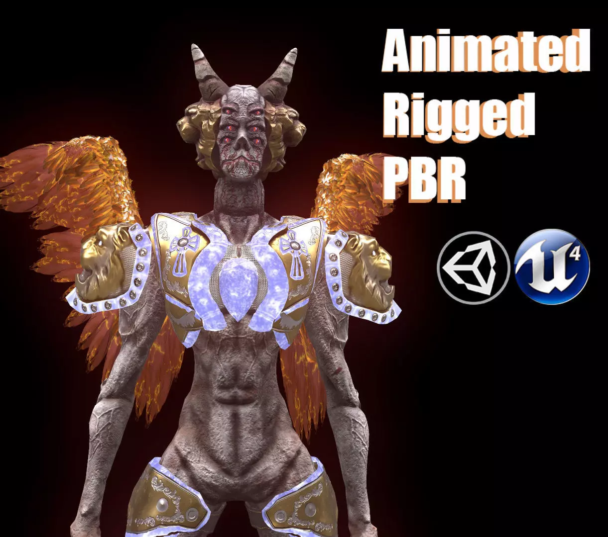 Angel 02 Cherubim Low Poly 3D Model Game Ready Low-poly 3D model_0