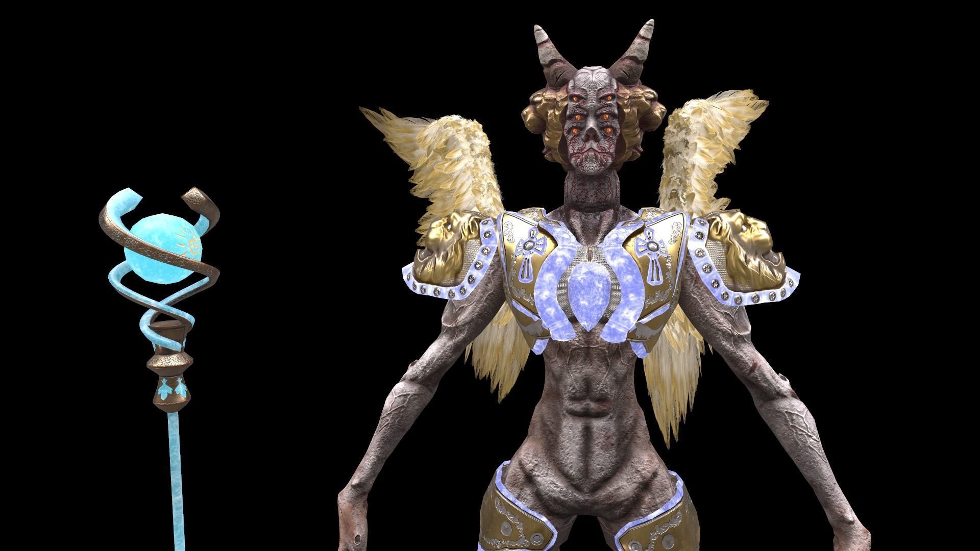 Angel 02 Cherubim Low Poly 3D Model Game Ready Low-poly 3D model_17