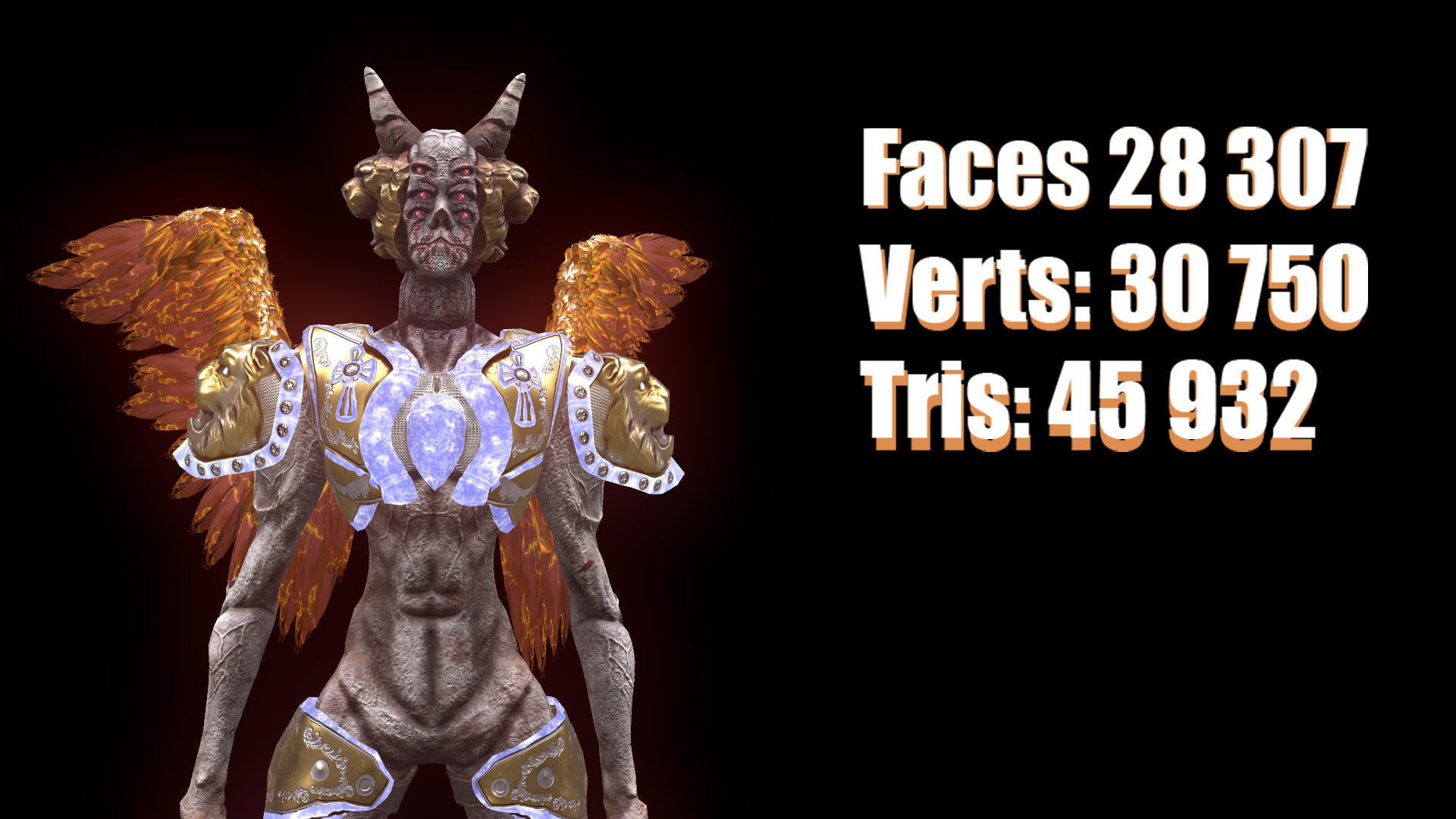 Angel 02 Cherubim Low Poly 3D Model Game Ready Low-poly 3D model_2