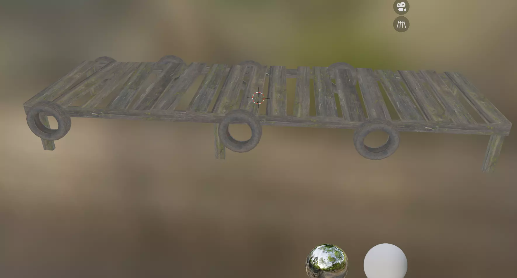 wood dock and tire Low-poly 3D model_0