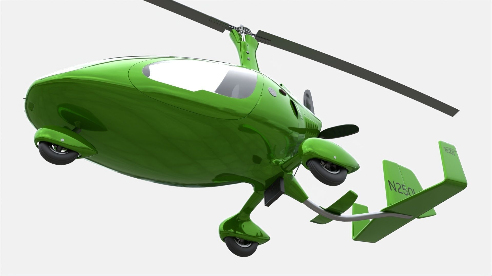 Gyroplane Autogyro Cavalon Green 3D model_6