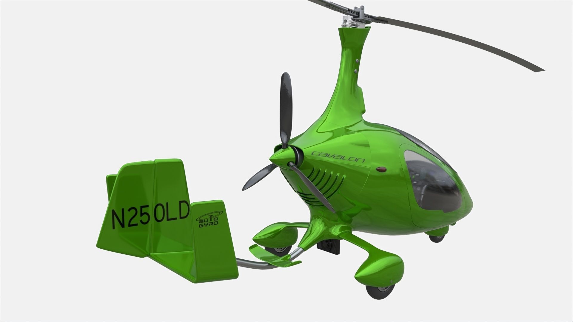 Gyroplane Autogyro Cavalon Green 3D model_7