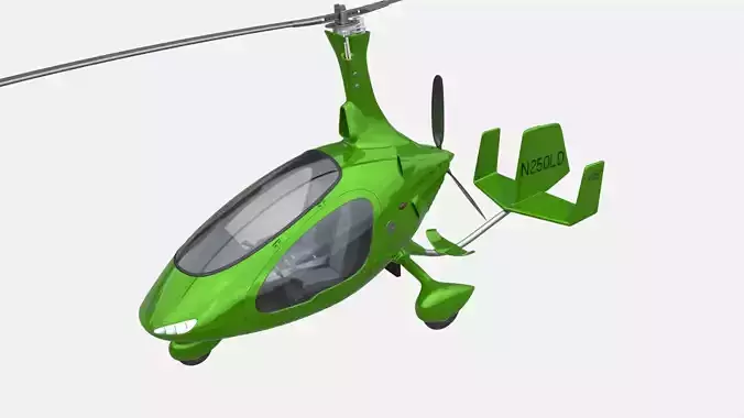 Gyroplane Autogyro Cavalon Green 3D model