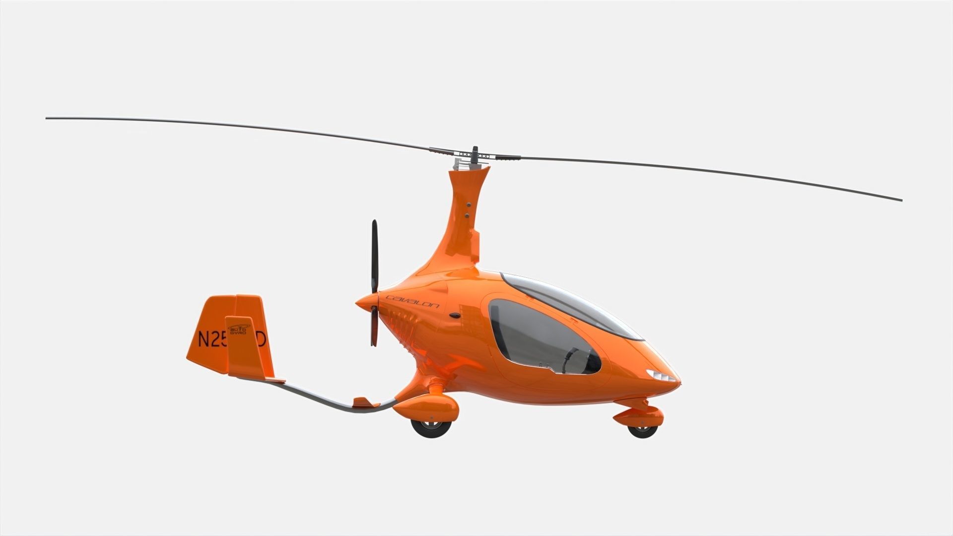 Gyroplane Autogyro Cavalon Orange 3D model_3