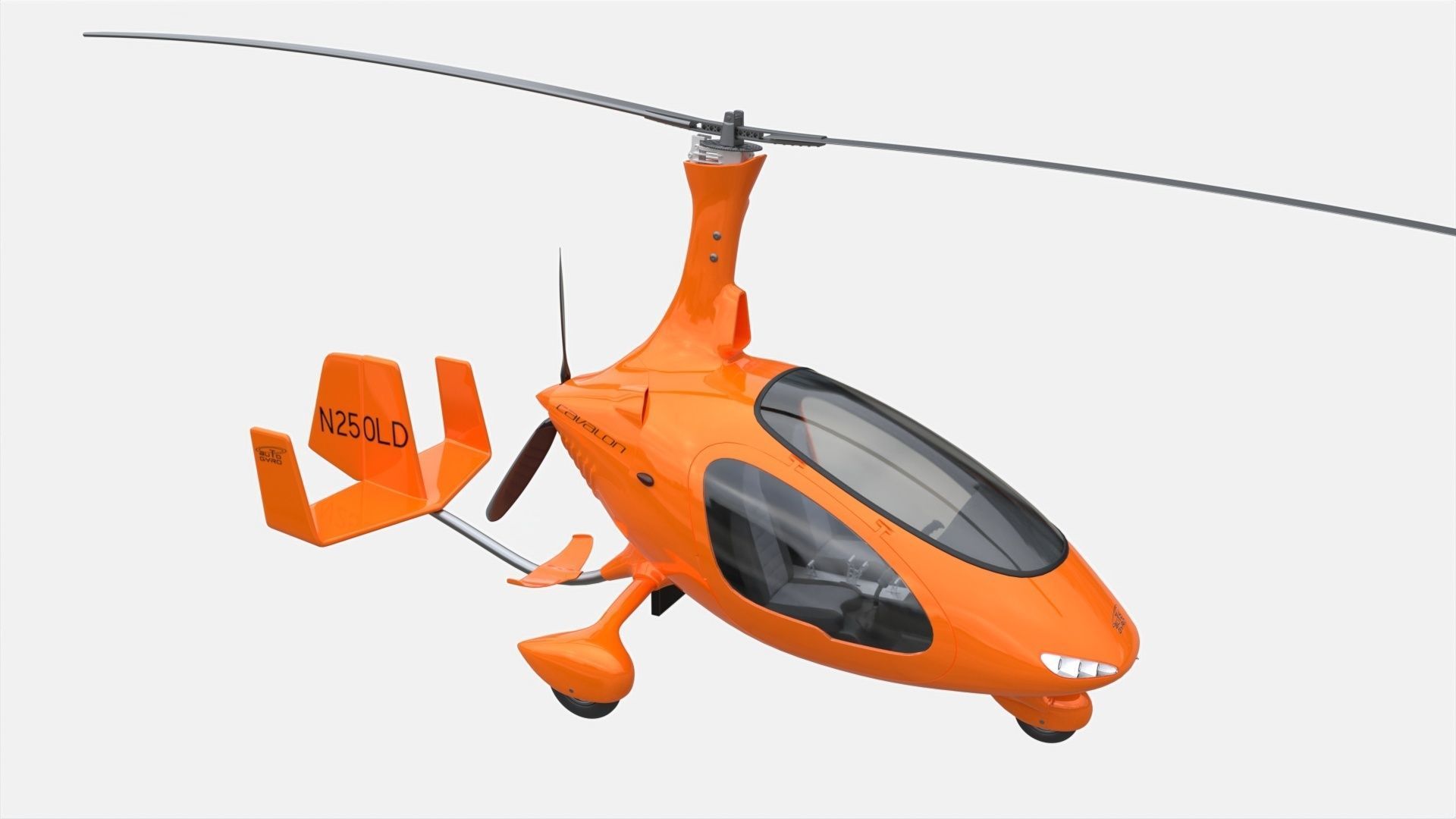 Gyroplane Autogyro Cavalon Orange 3D model_1
