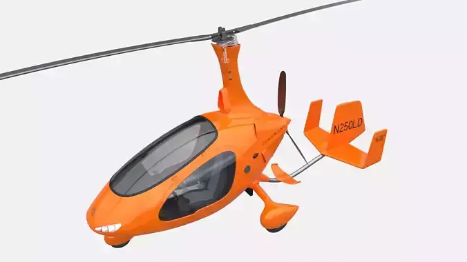 Gyroplane Autogyro Cavalon Orange 3D model