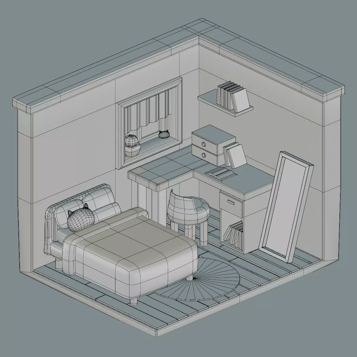 Iso Room model Low-poly 3D model_0