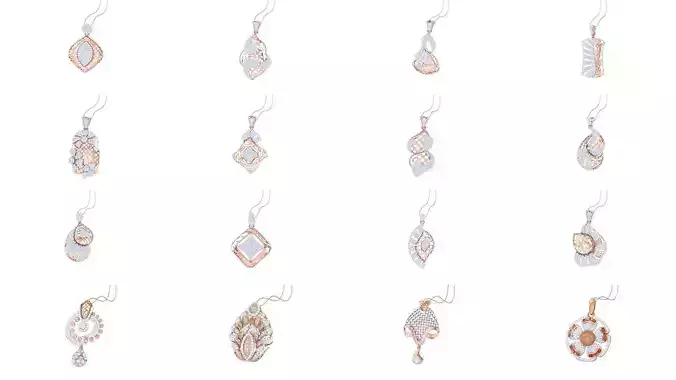 73 Women Diamond Cocktail Pendant 3dm renders 3D Model Collection