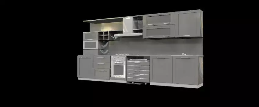 kitchen with cabinets and appliances Free 3D model_0