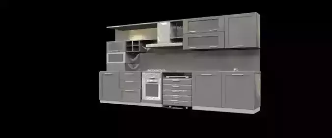kitchen with cabinets and appliances Free 3D model