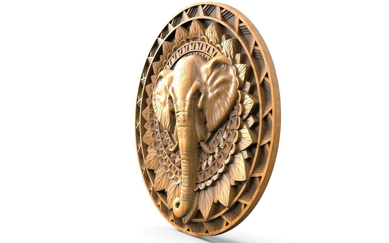 Elephant mandala CNC 3D print model_5