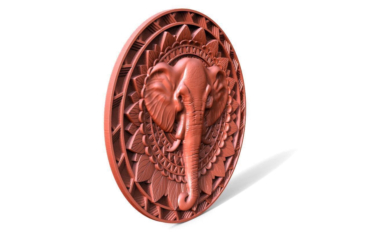 Elephant mandala CNC 3D print model_1