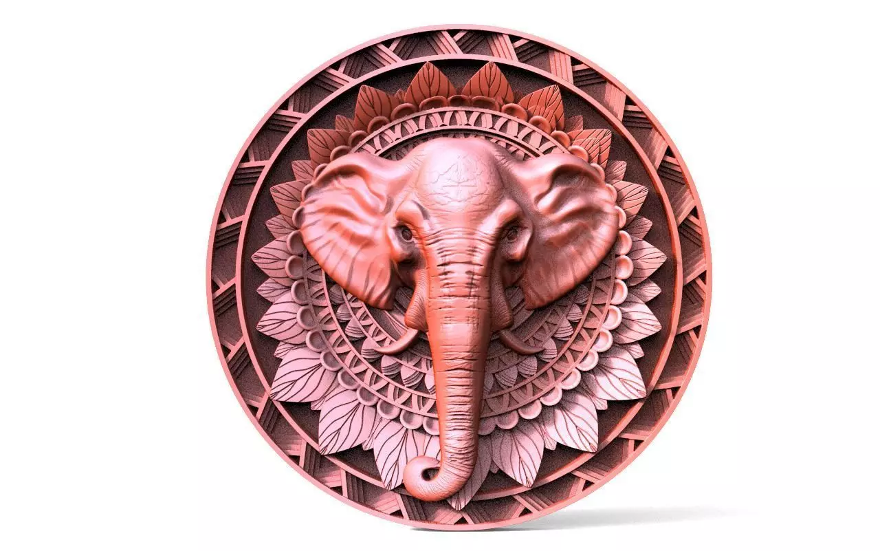 Elephant mandala CNC 3D print model_0