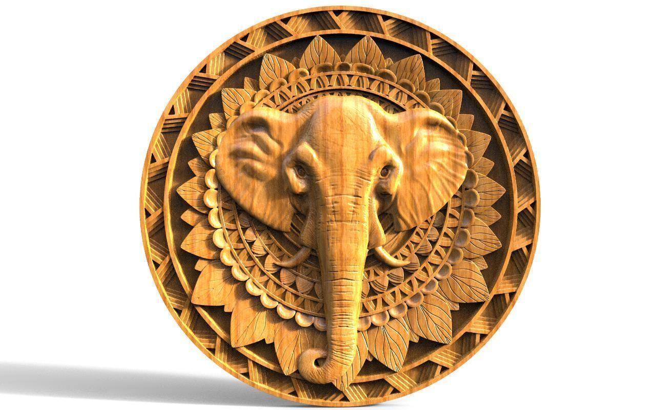 Elephant mandala CNC 3D print model_4
