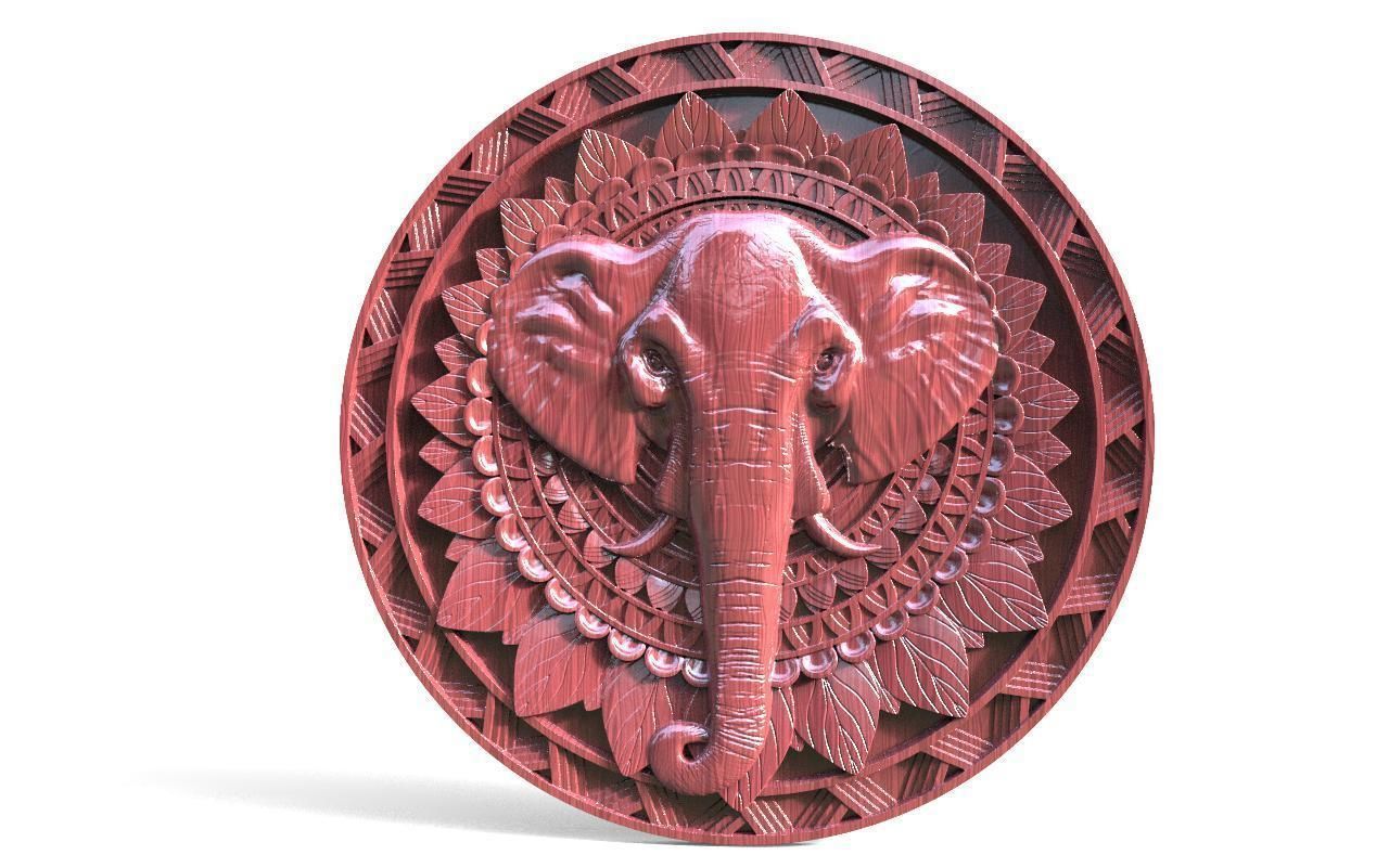 Elephant mandala CNC 3D print model_7