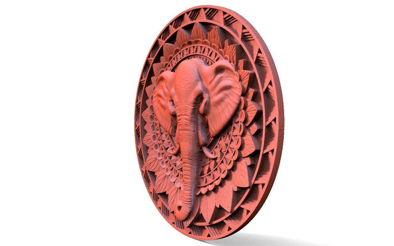 Elephant mandala CNC 3D print model_2