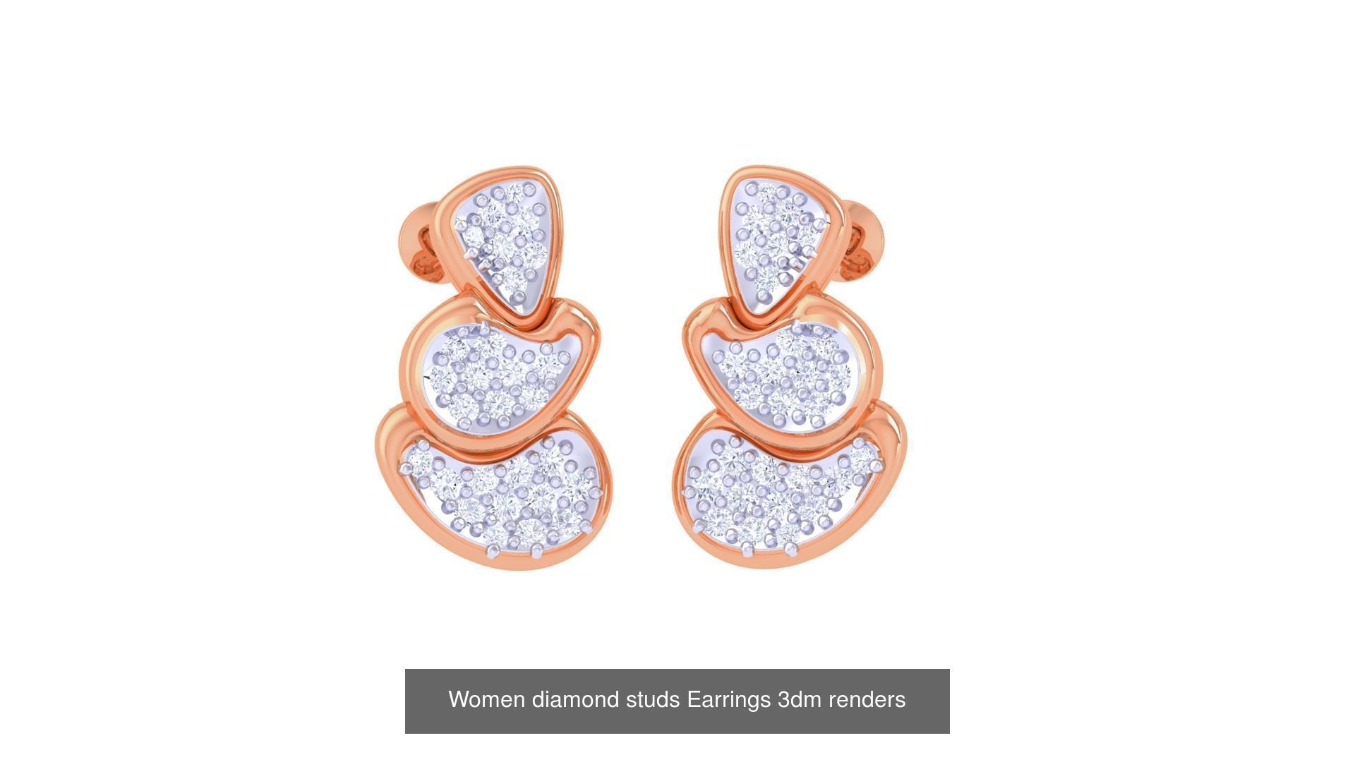 46 Women diamond studs Earrings 3dm renders  3D Model Collection_21
