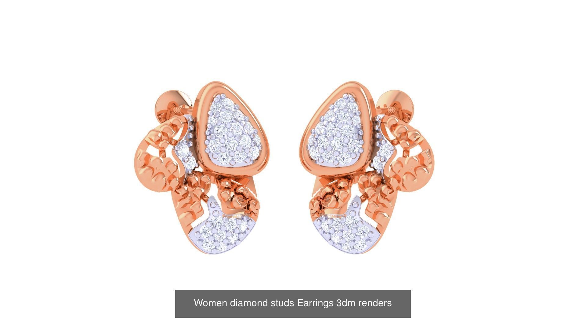 46 Women diamond studs Earrings 3dm renders  3D Model Collection_22