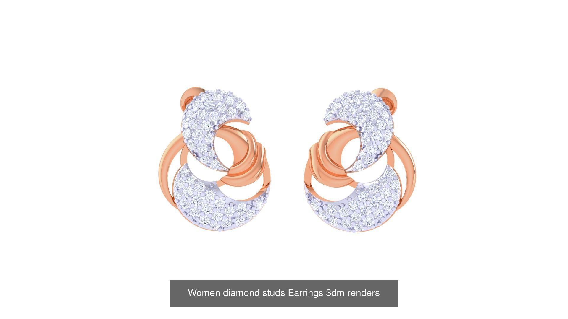 46 Women diamond studs Earrings 3dm renders  3D Model Collection_32