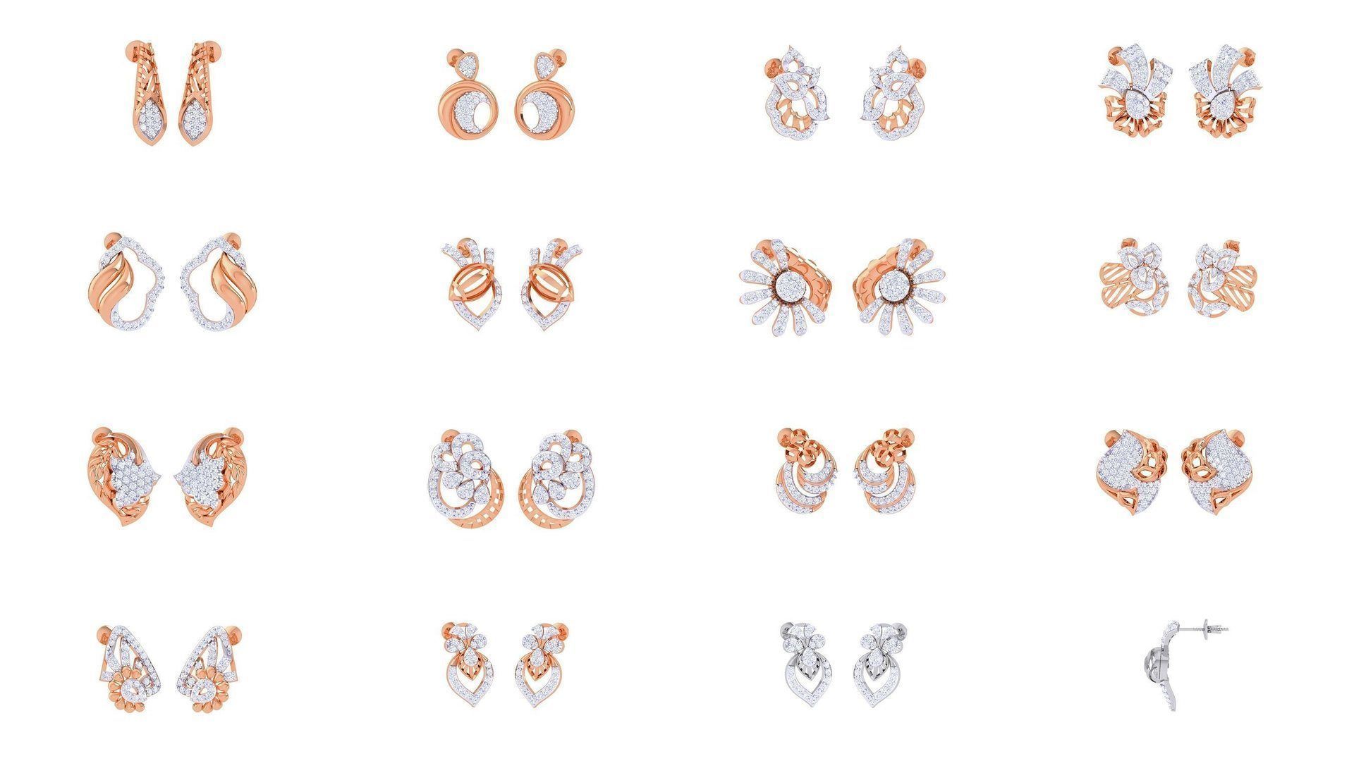 46 Women diamond studs Earrings 3dm renders  3D Model Collection_3