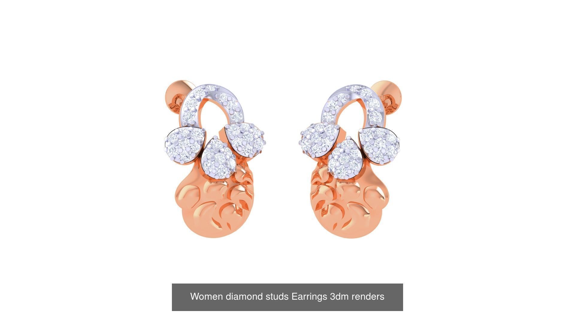 46 Women diamond studs Earrings 3dm renders  3D Model Collection_31