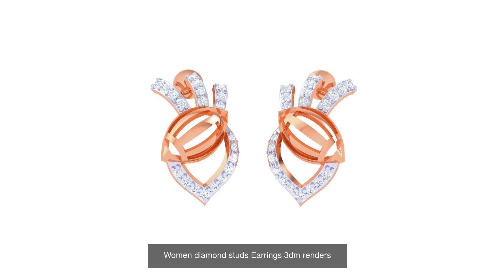 46 Women diamond studs Earrings 3dm renders  3D Model Collection_42