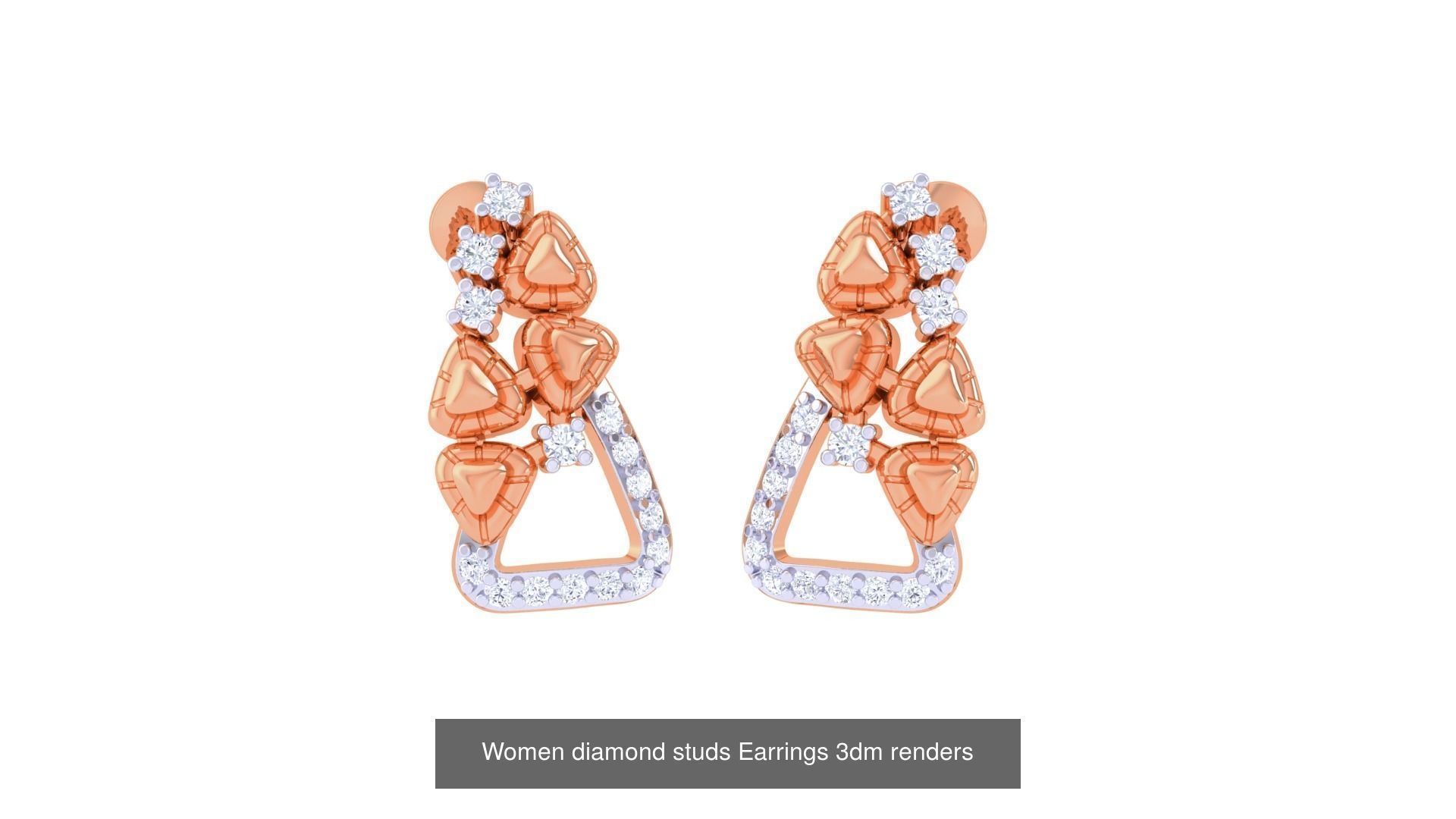 46 Women diamond studs Earrings 3dm renders  3D Model Collection_20