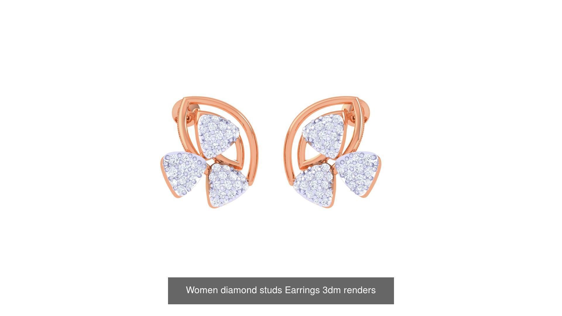 46 Women diamond studs Earrings 3dm renders  3D Model Collection_28