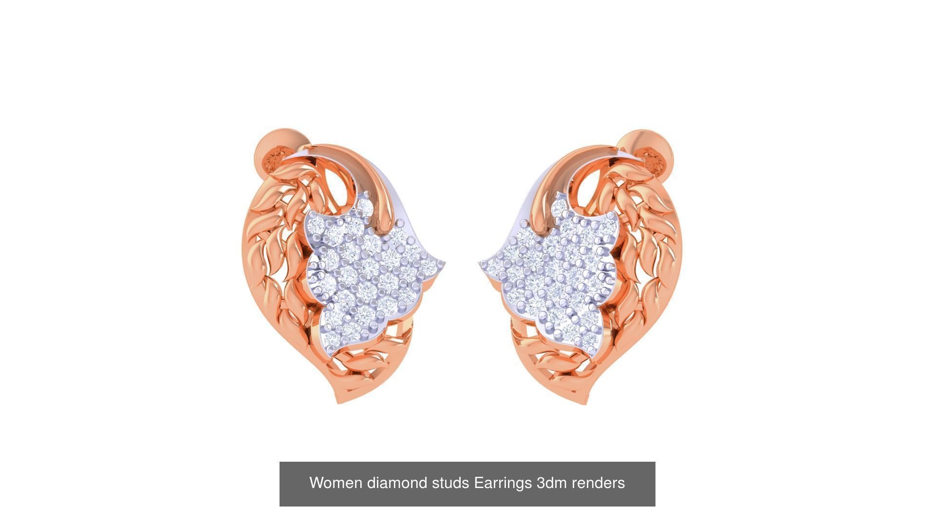46 Women diamond studs Earrings 3dm renders  3D Model Collection_45