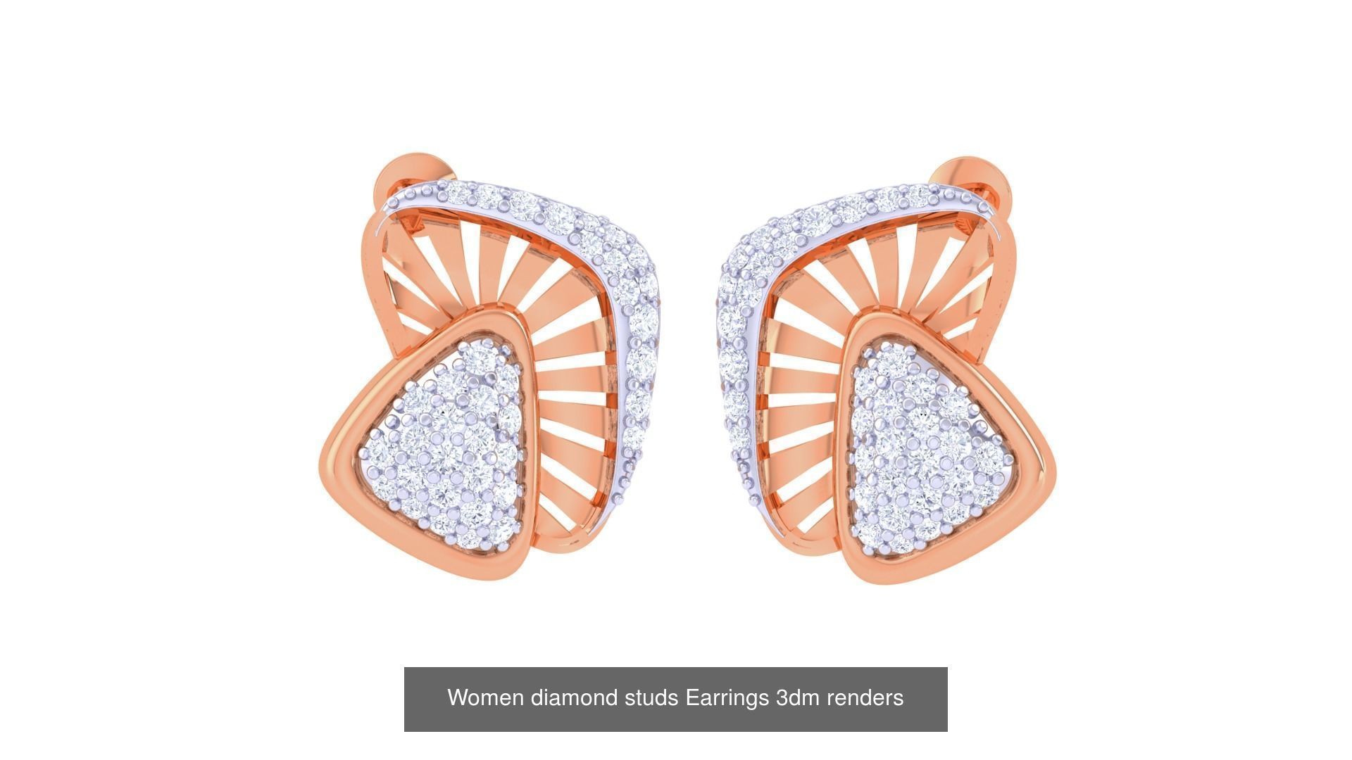 46 Women diamond studs Earrings 3dm renders  3D Model Collection_25