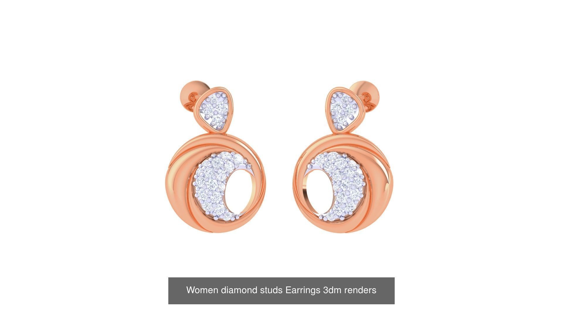46 Women diamond studs Earrings 3dm renders  3D Model Collection_38