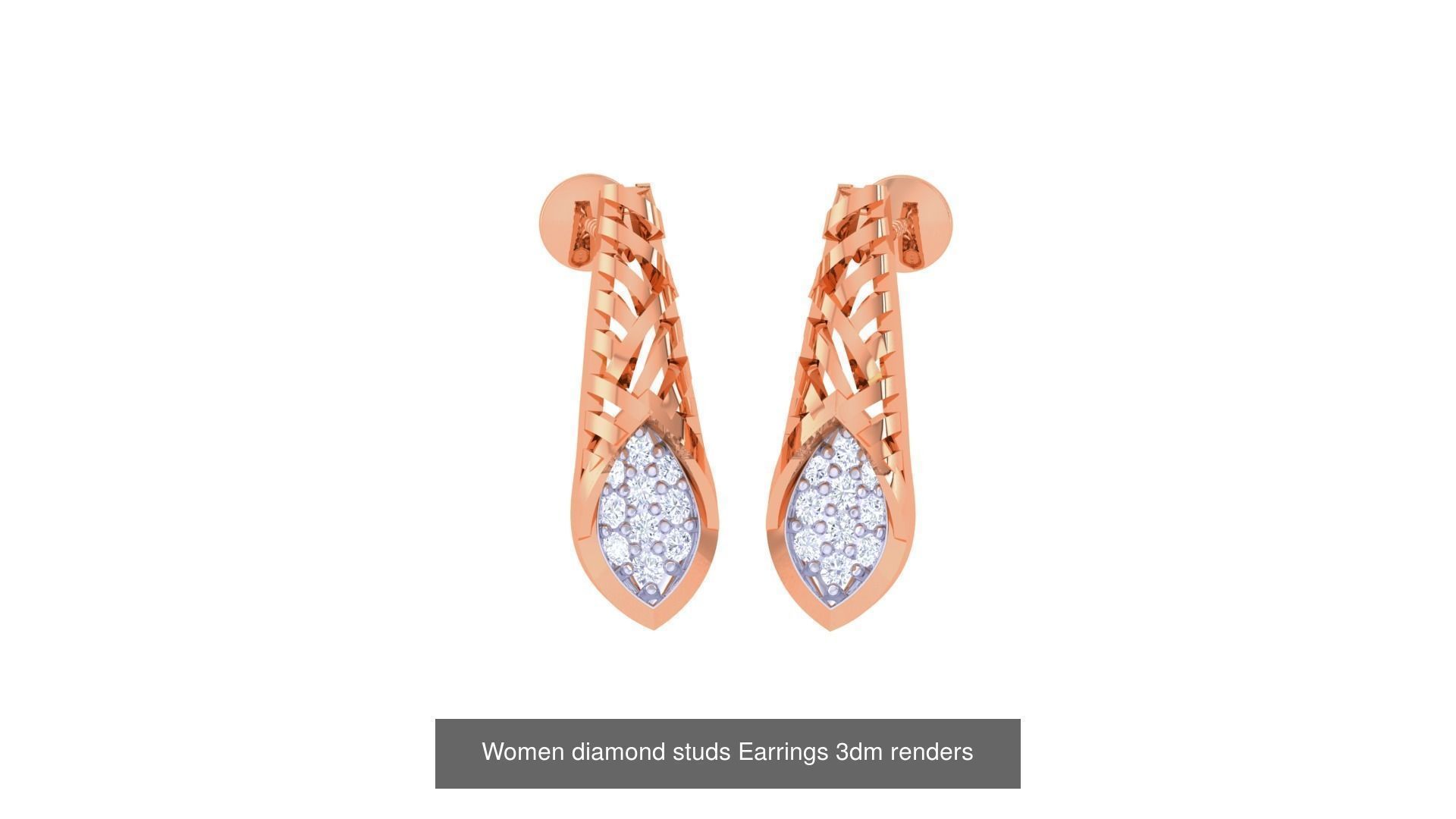 46 Women diamond studs Earrings 3dm renders  3D Model Collection_37