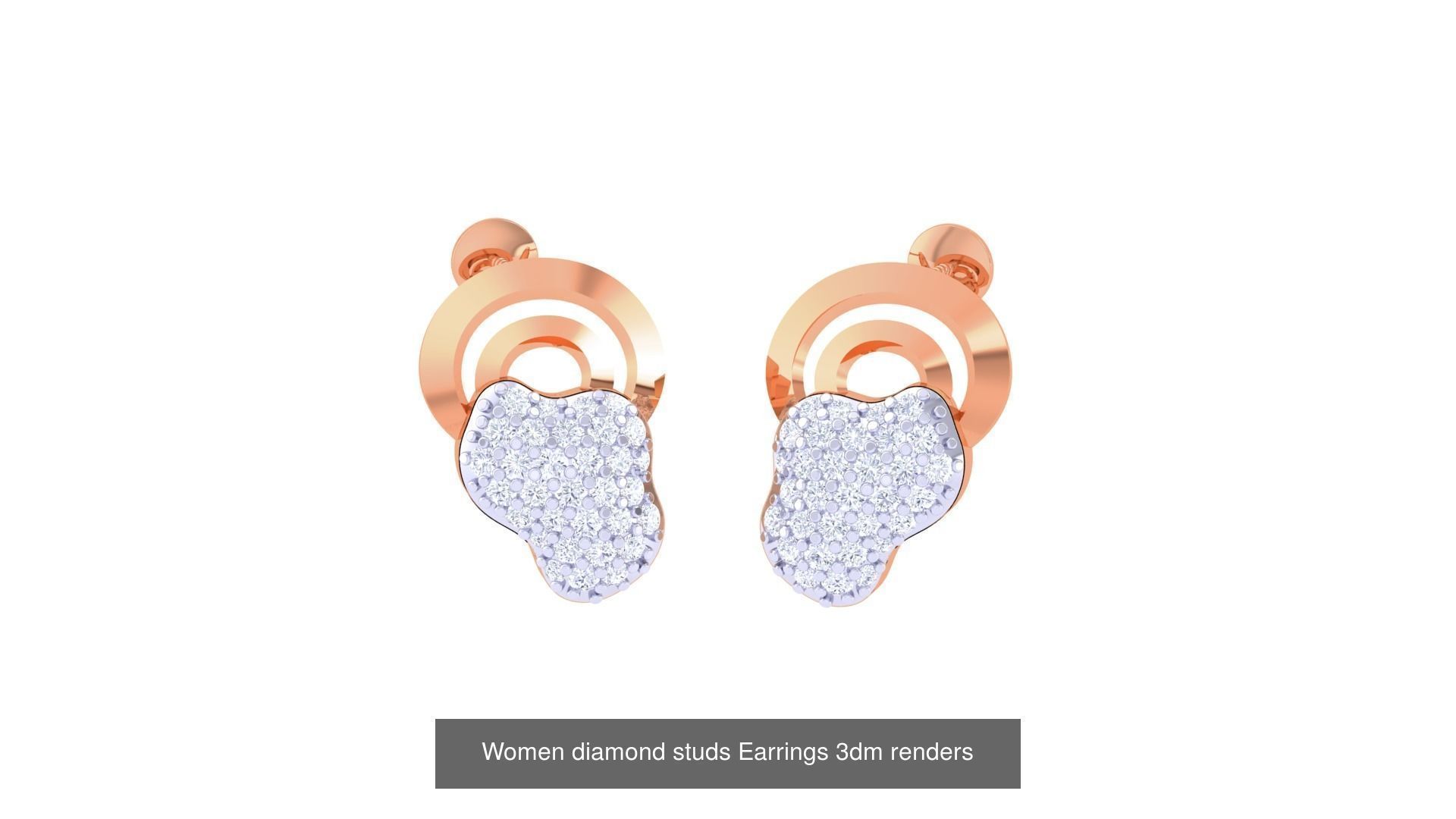 46 Women diamond studs Earrings 3dm renders  3D Model Collection_35