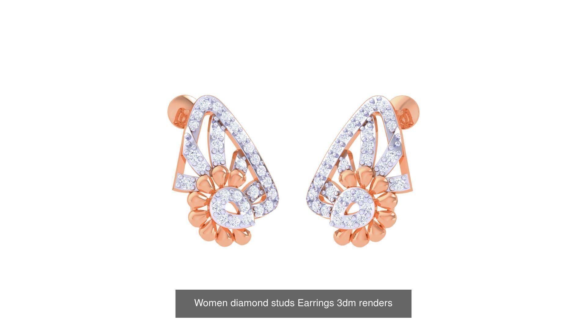 46 Women diamond studs Earrings 3dm renders  3D Model Collection_49