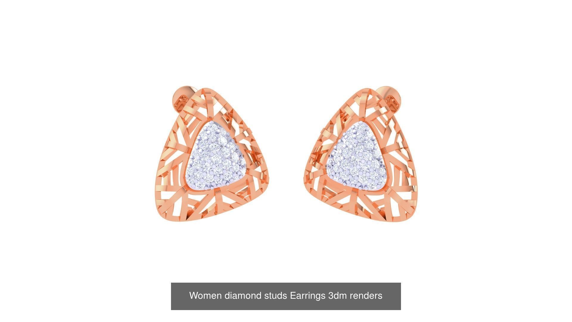 46 Women diamond studs Earrings 3dm renders  3D Model Collection_8