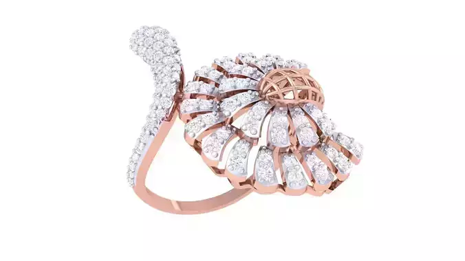 High Jewelry Flower Diamond Ring 3dm renders 